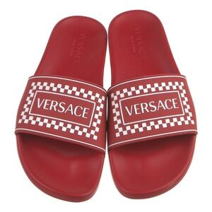 Red Versace Print Slides